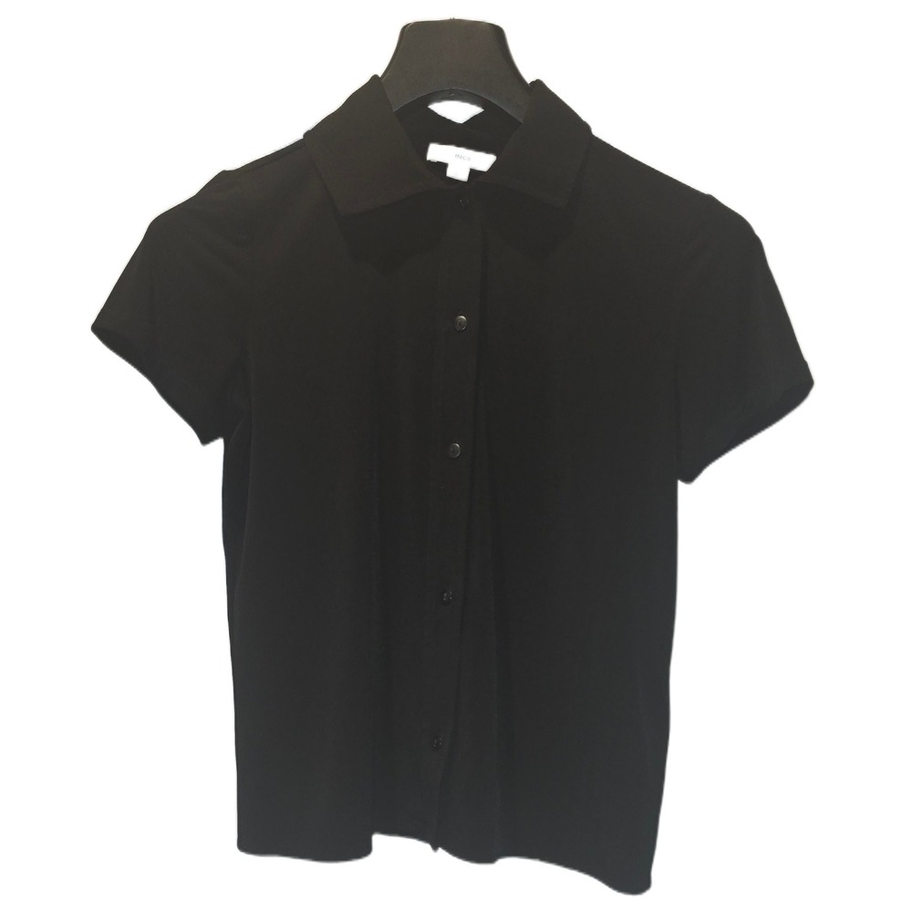 Vince‎ Womens Black Short Sleeve Button Down Polo Shirt Stretch Jersey S/P